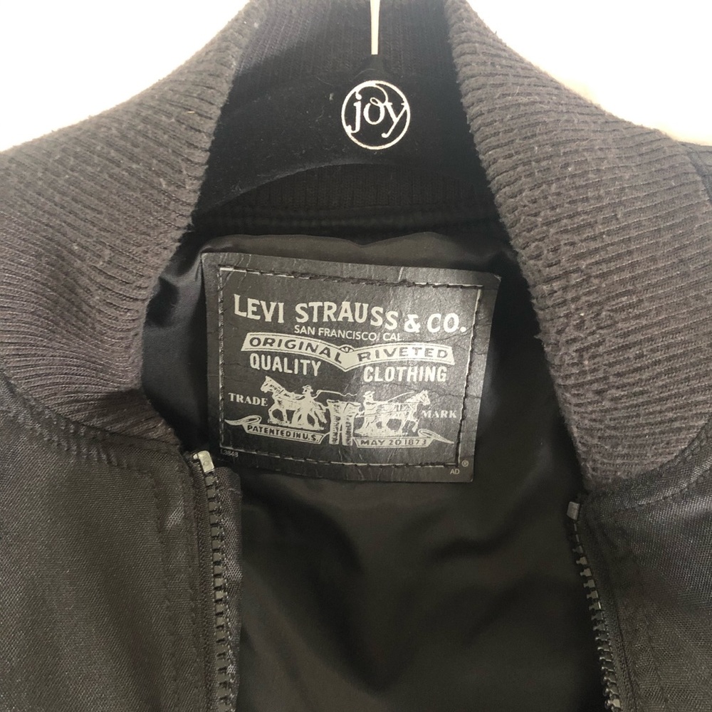 Levis Black Nylon Zip Front Bomber Jacket - Picture 3 of 4
